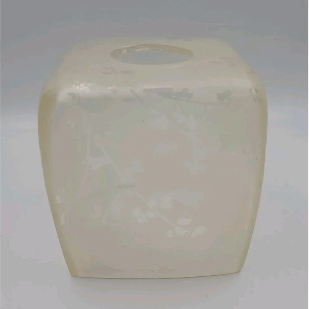 Kate Spade New York Frosted Floral Tissue Box Cover Square Vanity Bath Decor